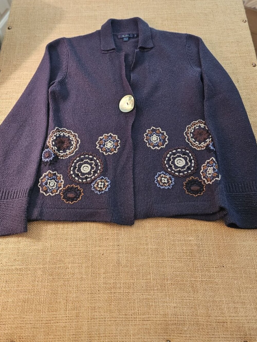 Boden Blue Embroidered Sweater